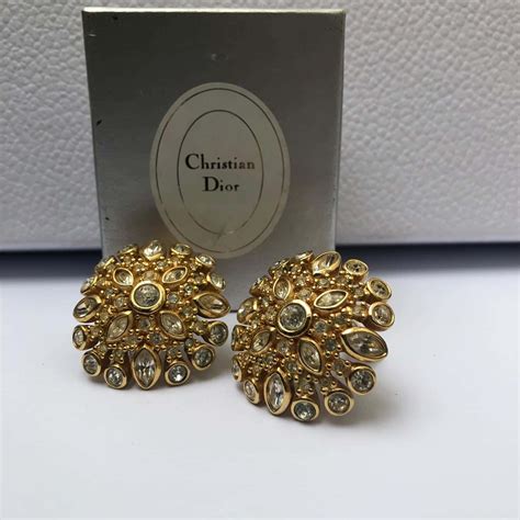 gold flower drop earrings dior|Christian Dior Vintage Flower Drop Stud Earrings .